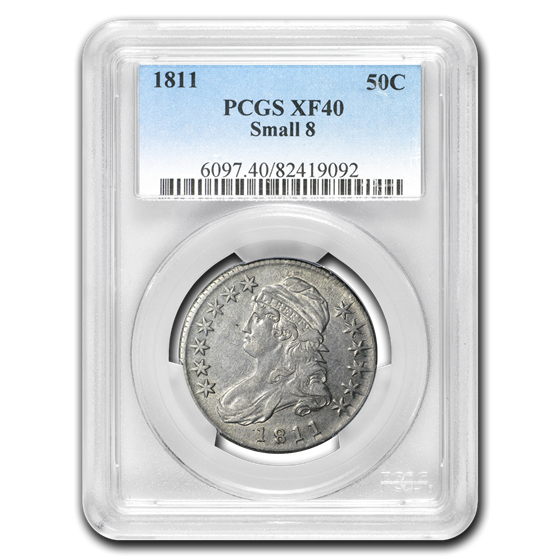 1811 Capped Bust Half Dollar XF-40 PCGS (Small 8) 1811 Capped Bust Half Dollar XF-40 PCGS (Small 8)